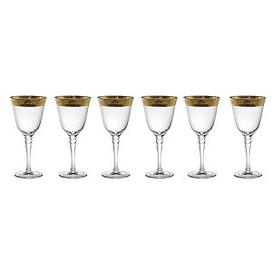 CJ DE TACAS PARA VINHO BRANCO COM DETALHE DOURADO  - 6 PCS