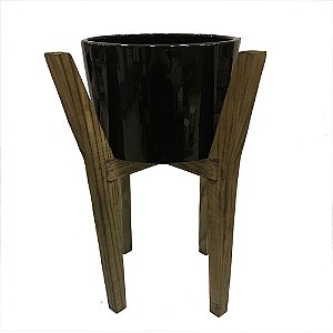 CACHEPOT DE CERAMICA PRETO E MARROM