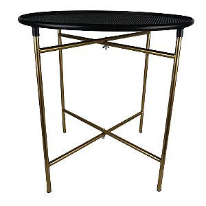 MESA DE METAL DOURADA COM PRETO 50CM X 50CM X 50CM