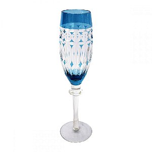 CJ TACAS DE CHAMPAGNE DE VIDRO AZUL  6 PCS 7CM X 7CM X 25CM