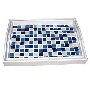 CJ DE BANDEJAS DE MADEIRA BRANCO 2 PCS 45,5CM X 32,3CM X 6,3