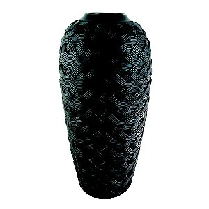 VASO DECORATIVO DE RESINA PRETO21,5CM X 21,5CM X 44,5CM