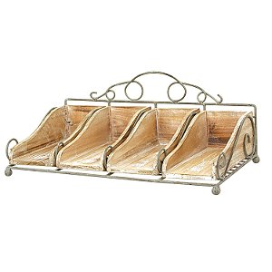 PORTA TALHERES DE METAL COM MADEIRA
