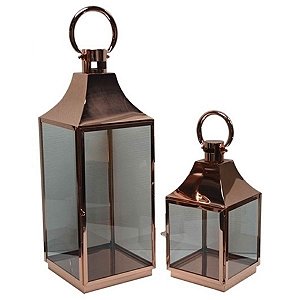 CJ DE LANTERNAS ACO INOXIDAVEL NA COR COBRE - 2 PCS  - G 23X