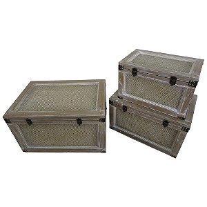 CONJ. DE BAU´S EM METAL E TECIDO BEGE  3 PCS G  68CM X 46,3C
