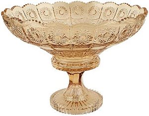 CENTRO DE MESA VERSAILLES COM PE EM CRISTAL ECOLOGICO D32,5XA23,5CM COR AMBAR