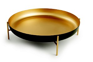 CENTRO DE MESA PRETO E DOURADO EM METAL