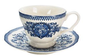 JOGO DE 12 PEÇAS PARA CHÁ ENGLISH BLUE EM PORCELANA 150ML
