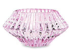 PORTA-VELAS ROSA EM VIDRO