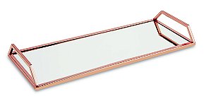 KIT BANDEJA ROSE GOLD EM METAL COM ESPELHO - 2 PCS