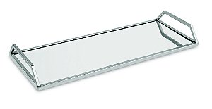KIT BANDEJA PRATA EM METAL COM ESPELHO - 2 PCS