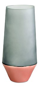VASO CINZA E ROSE GOLD EM VIDRO