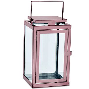 KIT LANTERNA COBRE EM VIDRO  E ACO INOXIDAVEL - 2 PCS