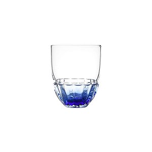 JG 6 COPOS CRAQUELADOS  DE VIDRO PARA WHISKY DE 355ML AZUL