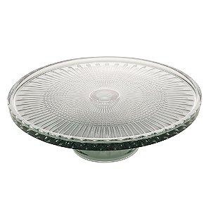 PRATO P/BOLO CRISTAL DE CHUMBO C/PÉ QUEEN VERDE 32x11cm