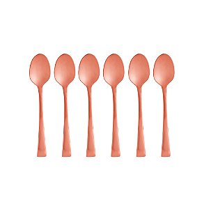 CJ 6 COLHERES AÇO INOX P/CAFÉ BERNA ROSE FOSCO