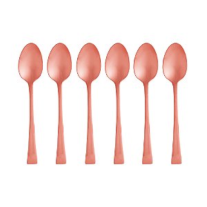 CJ 6 COLHERES AÇO INOX P/CHÁ BERNA ROSE FOSCO