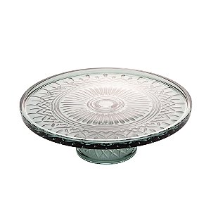 PRATO P/BOLO CRISTAL C/PÉ LYS VERDE 32x11cm