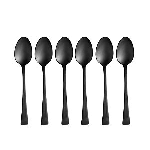 CJ 6 COLHERES AÇO INOX P/CHÁ BERNA PRETO FOSCO