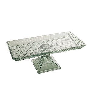 TRAVESSA CRISTAL DE CHUMBO C/PÉ ANGEL VERDE 34x17x11cm