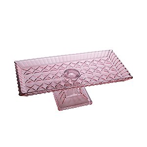 TRAVESSA CRISTAL DE CHUMBO C/PÉ ANGEL ROXO 34x17x11cm