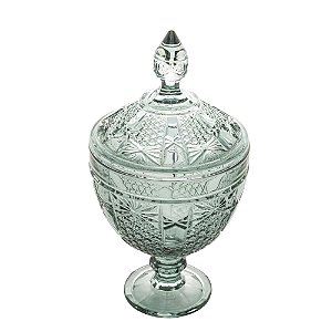 POTICHE DECORATIVO CRISTAL C/PÉ PRINCESS VERDE 15x28cm