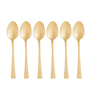 CJ 6 COLHERES AÇO INOX P/CHÁ BERNA DOURADO FOSCO