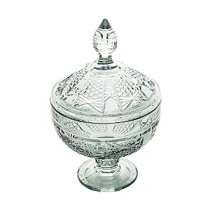 POTICHE DECORATIVO CRISTAL C/PÉ PRINCESS VERDE 15x24cm