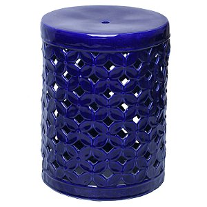 GARDEN SEAT DECORATIVO CERÂMICA AZUL ESCURO 34x46cm