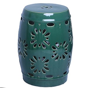 GARDEN SEAT DECORATIVO CERÂMICA VERDE 34x46cm