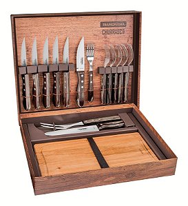 KIT CHURRASCO INOX 15PC POLYWOO CAS