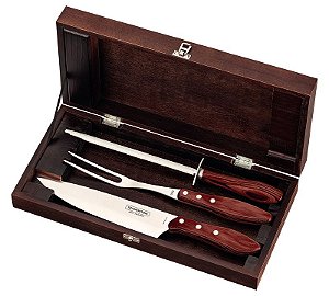 KIT CHURRASCO INOX 4PC POLYWOOD VER