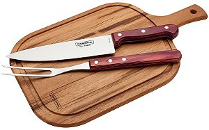 JOGO CHURRASCO INOX 3PC POLYWO VER