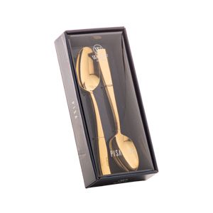 CJ 6 COLHERES AÇO INOX P/SOBREMESA PISA DOURADO