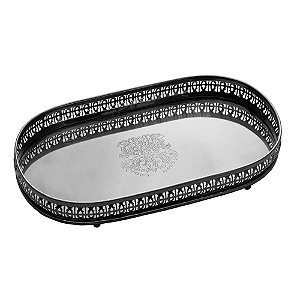 BANDEJA METAL C/PÉ ROMA BLACK 31x17x4cm