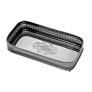 BANDEJA METAL C/PÉ ROMA BLACK 33x16x6cm
