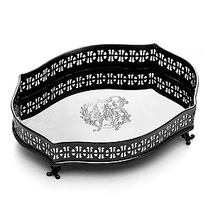 CENTRO DE MESA METAL C/PÉ ROMA BLACK 22x15x6cm