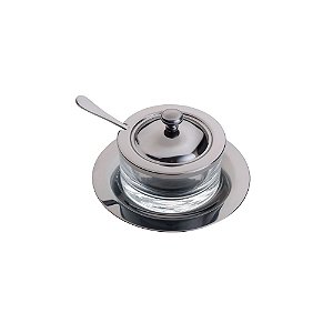 MANTEIGUEIRA AÇO INOX E VIDRO C/ESPÁTULA ITALY BLACK