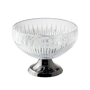 CENTRO DE MESA CRISTAL C/PÉ AÇO QUEEN BLACK 25cm