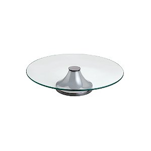 PRATO GIRATÓRIO VIDRO P/BOLO C/PÉ MONACO BLACK 40cm
