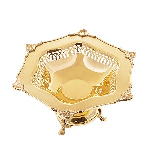 CENTRO DE MESA METAL C/PÉ DOURADO 30x14cm