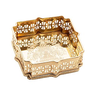BANDEJA METAL ROMA DOURADO 12x5cm