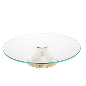 PRATO P/BOLO VIDRO C/PÉ MONACO DOURADO 33cm