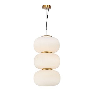 PENDENTE TRU DOURADO E BRANCO (D)24CM (A)45.5CM  1X30W 3000K 1500LM