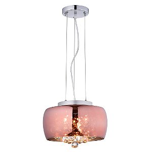 PENDENTE / PLAFON SOHO CROMADO TRANSP E COBRE (D)28CM (A)13CM  3XG9 75W