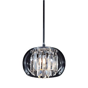 PENDENTE SOHO CROMADO E TRANSP (D)22CM (A)12CM  1XG9 25W