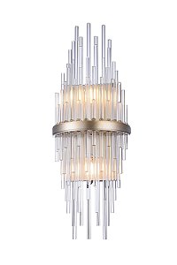 ARANDELA SANSA DOURADO E TRANSP (D)12CM (A)55CM  2XE14 80W