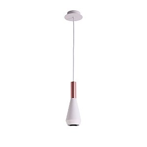 PENDENTE PITUCO ROSE GOLD E BRANCO (D)9CM (A)26CM  1XGU10 10W