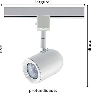 SPOT PARA TRILHO PHAROS BRANCO (D)6CM (A)15CM  1XGU10 MR16