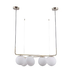 PENDENTE PETIT POA FRENCH GOLD E BRANCO (D)90CM (A)28CM  8XE27 BOLINHA 40W